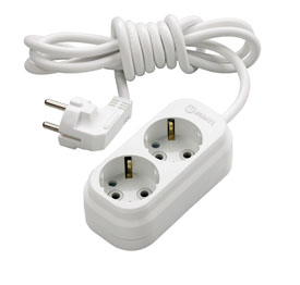 Eco 2 Gang Multiple Earthed Socket with Cable 5m.