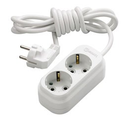Eco 2 Gang Multiple Earthed Socket with Cable 2m.