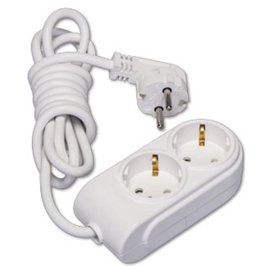 2 Gang Multiple Earthed Socket with Cable 7m.
