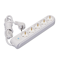 5 Gang Multiple Earthed Socket with Switch & Cable 3m.