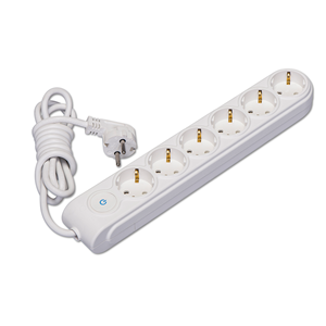 6 Gang Multiple Earthed Socket with Switch & Cable 10m.