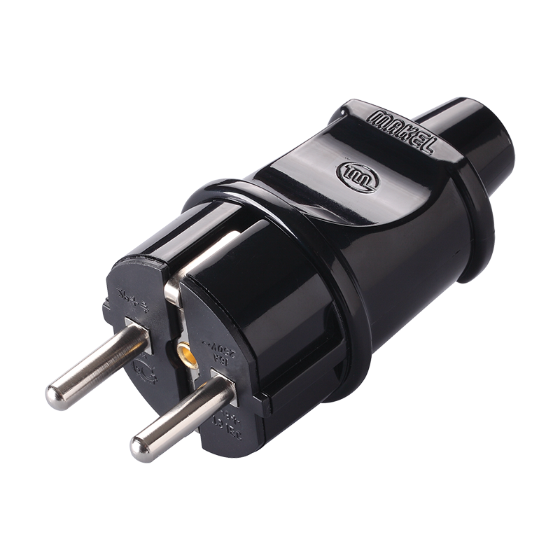 Schuko Male Plug Black