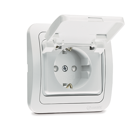 Schuko Socket Outlet with Child Protection and Lid