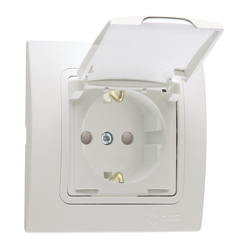 Schuko Socket Outlet with Child Protection and Lid