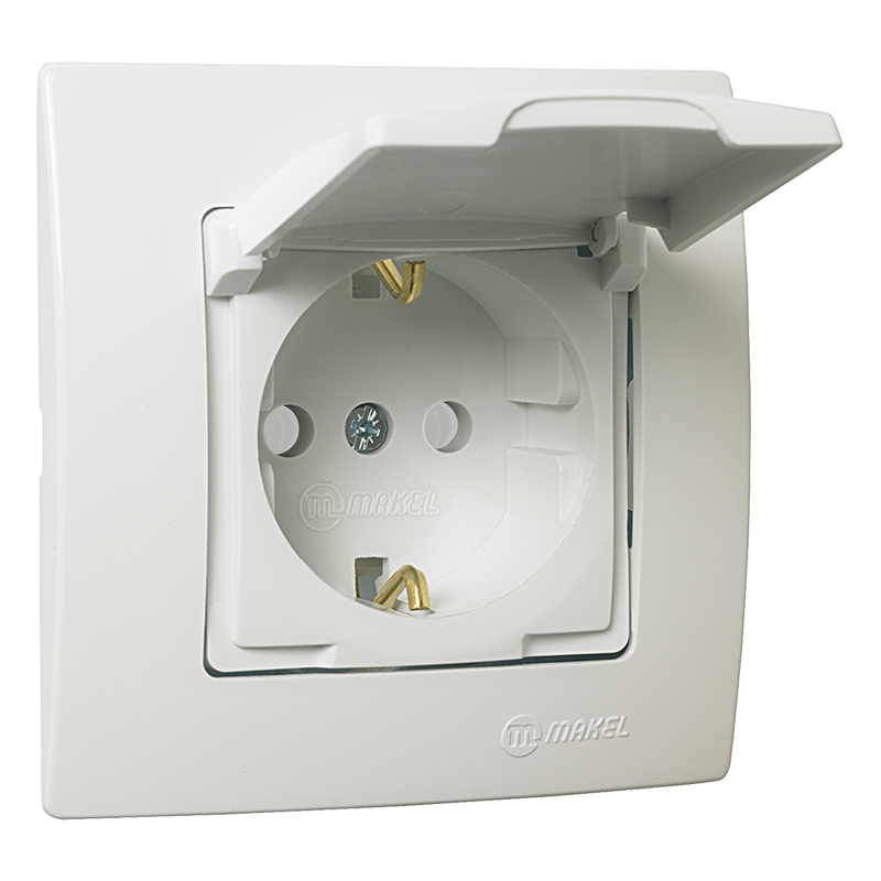 Schuko Socket Outlet with Child Protection and Lid