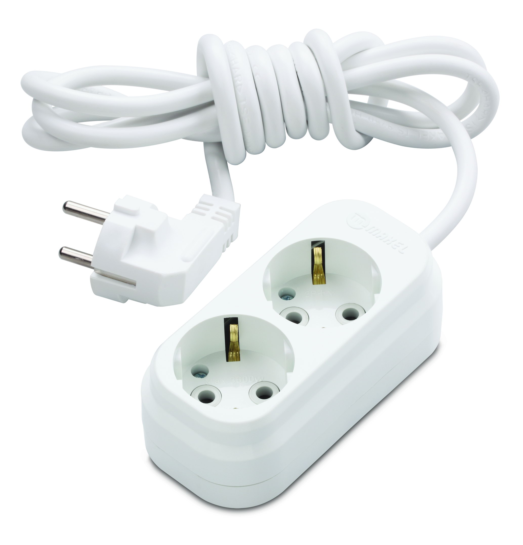 Eco 2 Gang Multiple Earthed Socket with Cable 3m.