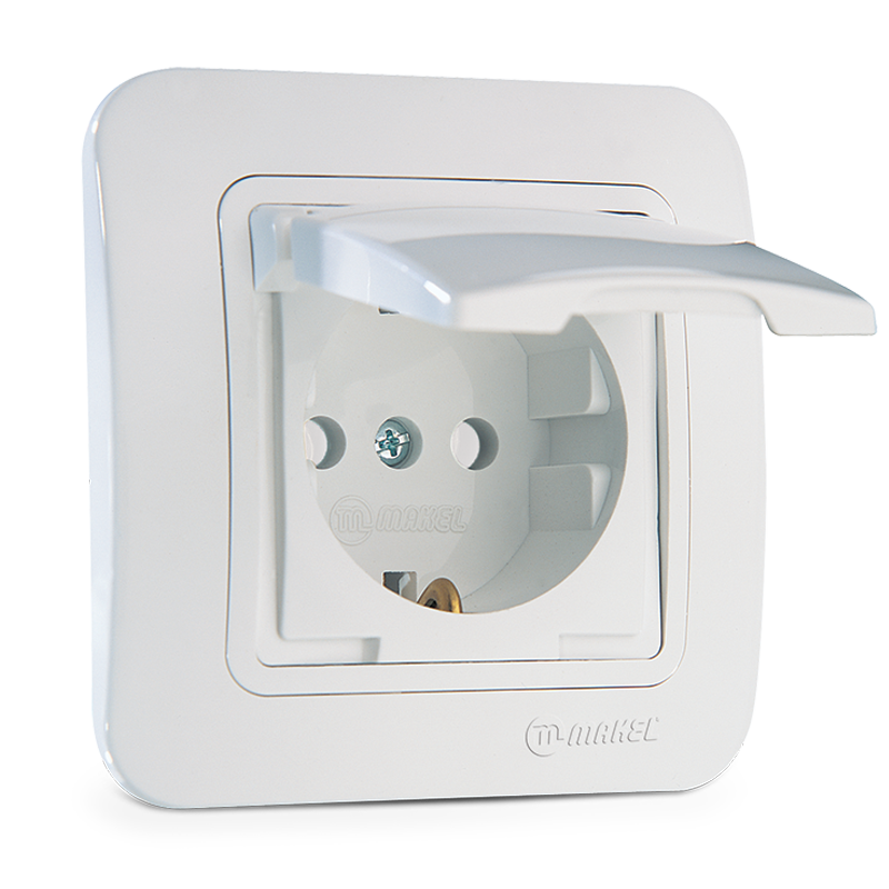 Schuko Socket Outlet with Child Protection and Lid