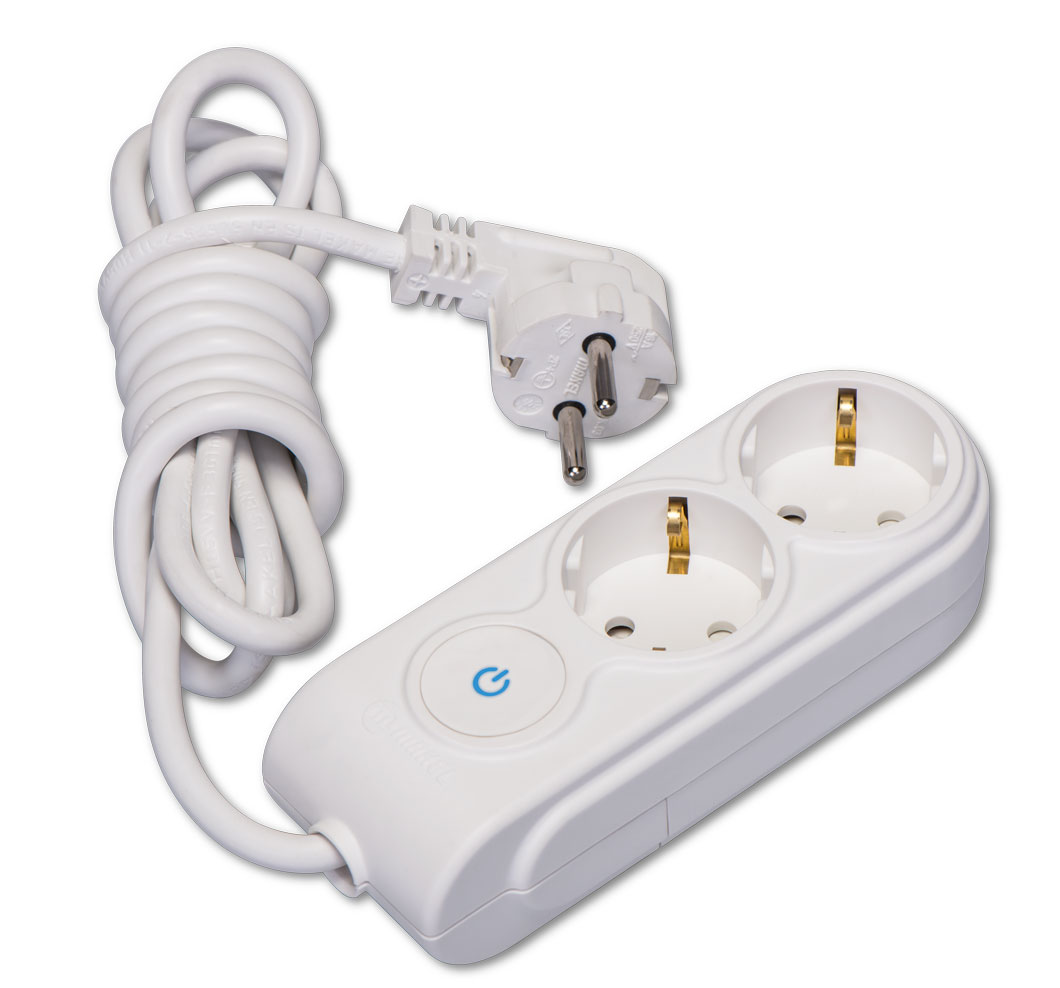 2 Gang Multiple Earthed Socket with Switch & Cable 5m. (1.5)