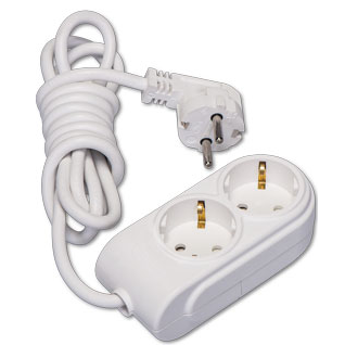 2 Gang Multiple Earthed Socket with Cable 15m.