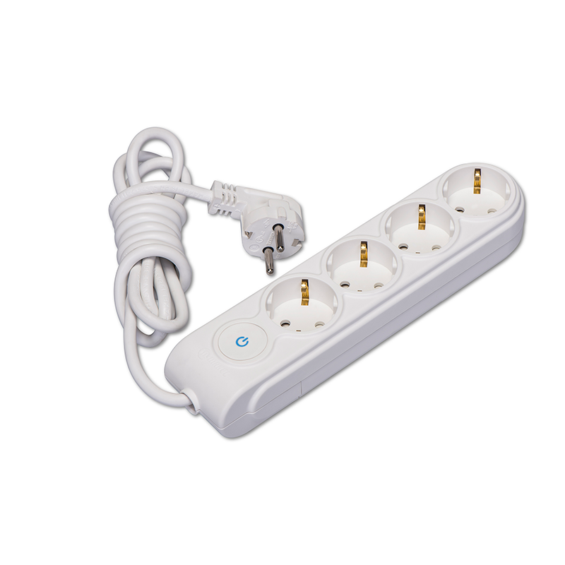 4 Gang Multiple Earthed Socket with Switch & Cable 7m.
