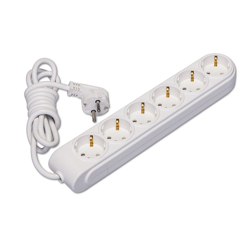 6 Gang Multiple Earthed Socket with Cable 5m.
