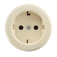 Double Surface-Mounted Embedded Schuko Outlet- Beige