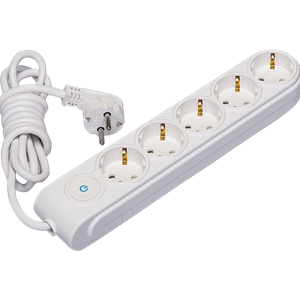 5 Gang Multiple Earthed Socket with Switch & Cable 2m. (1.5)