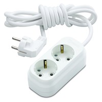 Eco 2 Gang Multiple Earthed Socket with Cable 3m.