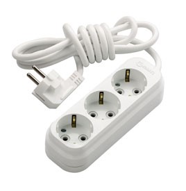Eco 3 Gang Multiple Earthed Socket with Cable 5m.