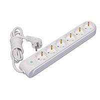 6 Gang Multiple Earthed Socket with Switch & Cable 3m.