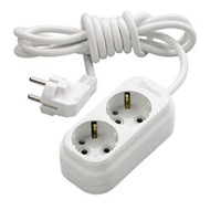 Eco 2 Gang Multiple Earthed Socket with Cable 2m.